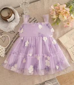 Bella Garden Floral Tulle Birthday Dress - lilac - Fox Baby & Co