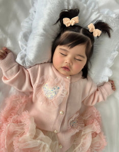 Sparkle Heart Knitted Cardigan & Tulle Tutu - Pink/Peach (pre order) - Fox Baby & Co