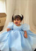 Load image into Gallery viewer, Kids little girls Bonnie Puff Sleeve Dress - Blue (pre order) - Fox Baby &amp; Co
