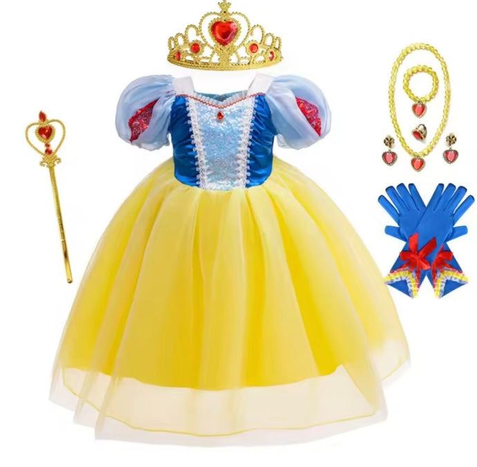 Magical Snow Luxe Princess Birthday Party Dress Costume & Jewellery Set - Fox Baby & Co