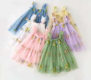 Arabella Garden Floral Tulle Birthday Dress - lilac - Fox Baby & Co