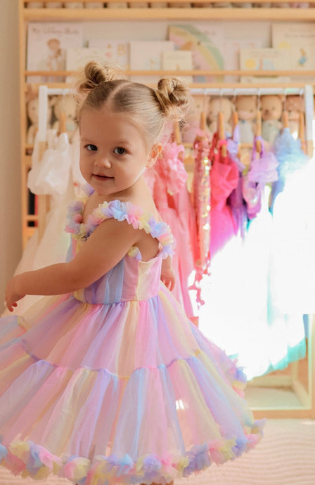Candy Birthday Tulle Frill Dress - Pastel Rainbow (pre order) - Fox Baby & Co