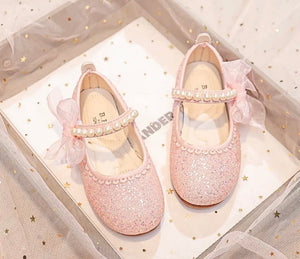 Little Bow Pink Pearl Princess Birthday Girl Mary Jane Shoe (pre order) - Fox Baby & Co