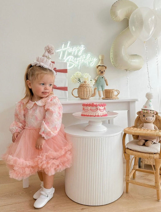 Little girl Rosie Tutu Birthday Party Long Sleeve Dress - Fox Baby & Co