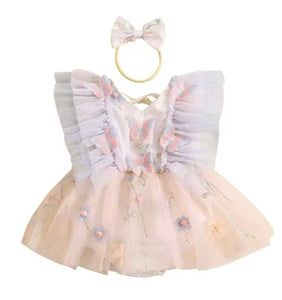 Whimsical Dreamy Butterfly Romper & Bow Headband (pre order) - Fox Baby & Co