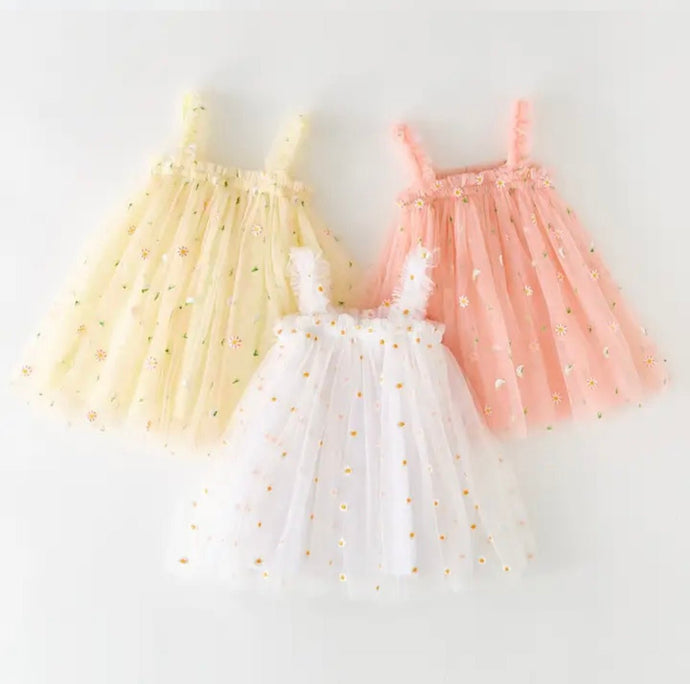 Arabella Spring Daisy Tulle Birthday Dress (pre order) - Fox Baby & Co
