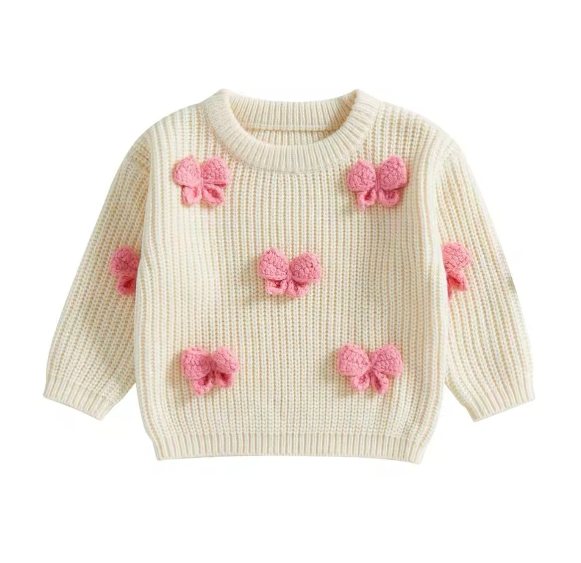 Valentines Bow Knitted Sweater - White (pre order) - Fox Baby & Co