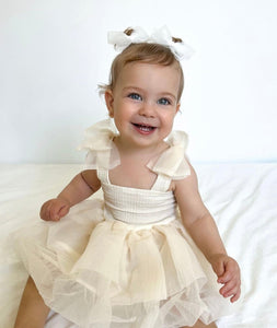 Little girl Mirabelle Tutu Birthday Dress - Ivory - Fox Baby & Co