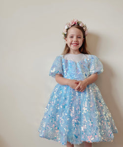 Kids girls Mermaid Luxe Sequins Tulle Dress - Blue (pre order) - Fox Baby & Co