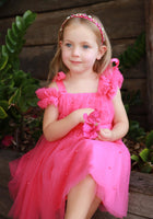 Load image into Gallery viewer, Kids little girls Valencia Pearl Luxe Party Dress - Magenta (pre order) - Fox Baby &amp; Co
