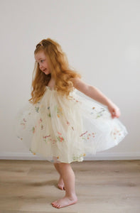 Arabella Garden Floral Tulle Birthday Dress - lemon - Fox Baby & Co