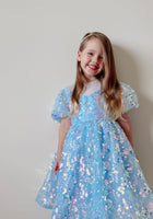 Load image into Gallery viewer, Kids girls Mermaid Luxe Sequins Tulle Dress - Blue (pre order) - Fox Baby &amp; Co
