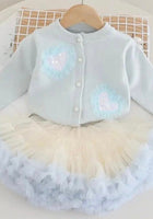 Load image into Gallery viewer, Sparkle Heart Knitted Cardigan &amp; Tulle Tutu - Blue (pre order) - Fox Baby &amp; Co
