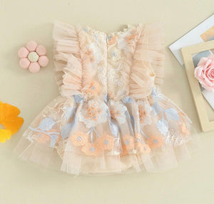 Baby Girls Flora Floral Tutu Lace Romper - Cream - Fox Baby & Co