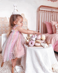 Kids little girls Arabella Tulle Fairy Birthday Dress - Rainbow Pink - Fox Baby & Co
