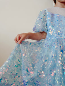 Kids girls Mermaid Luxe Sequins Tulle Dress - Blue (pre order) - Fox Baby & Co