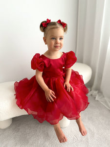 Kids little girls Red Christmas Luxe Dress (pre order) - Fox Baby & Co