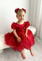 Load image into Gallery viewer, Kids little girls Red Christmas Luxe Dress (pre order) - Fox Baby &amp; Co
