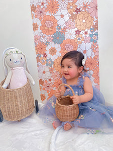 Arabella Garden Floral Tulle Birthday Dress - blue - Fox Baby & Co
