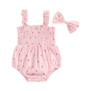 Strawberry Fields Romper & Bow Headband - Fox Baby & Co