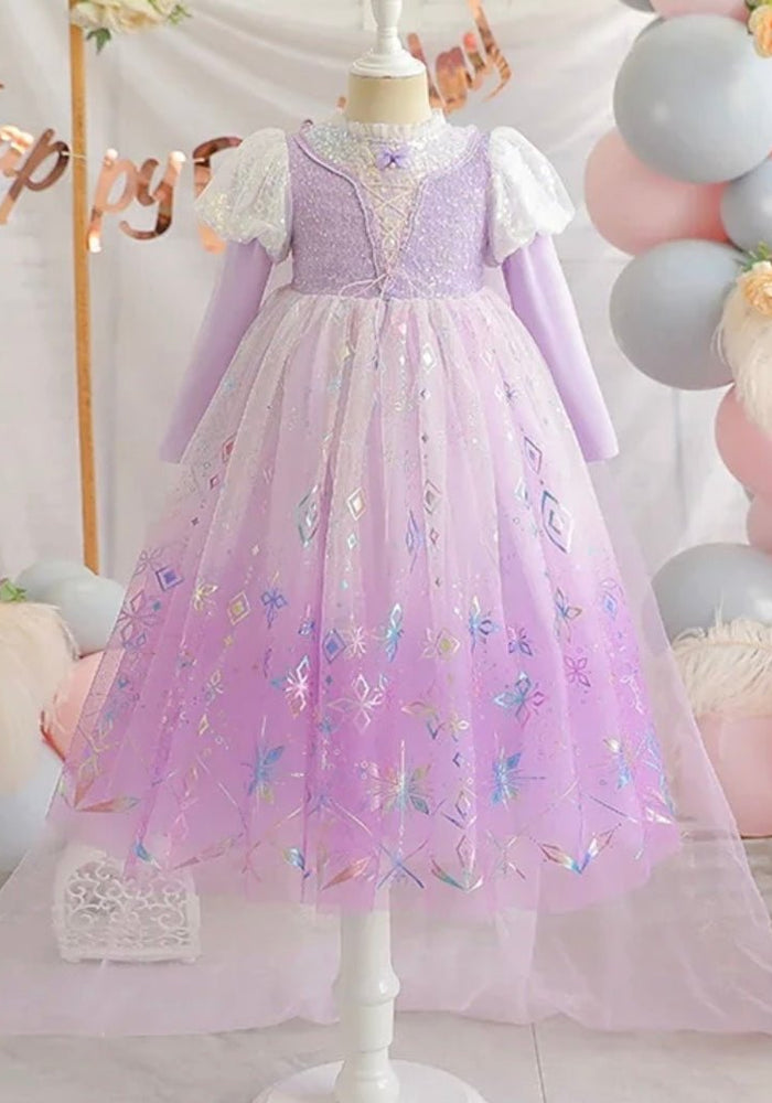 Enchanted Lavender Princess Birthday Long Sleeve Party Dress Costume