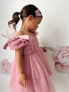 Kids little girls Valencia Pearl Luxe Party Dress - Dusty Rose (pre order) - Fox Baby & Co