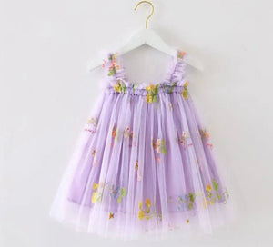 Arabella Garden Floral Tulle Birthday Dress - lilac - Fox Baby & Co