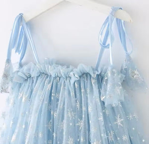 Sparkle Snow Princess Kids little Girls Tulle Dress - Blue - Fox Baby & Co