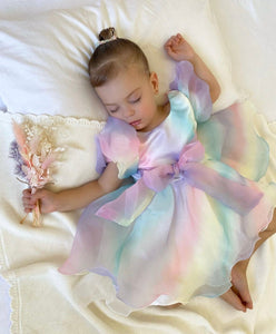 Kids little girls Rainbow Sherbet Luxe Party Dress (pre order) - Fox Baby & Co