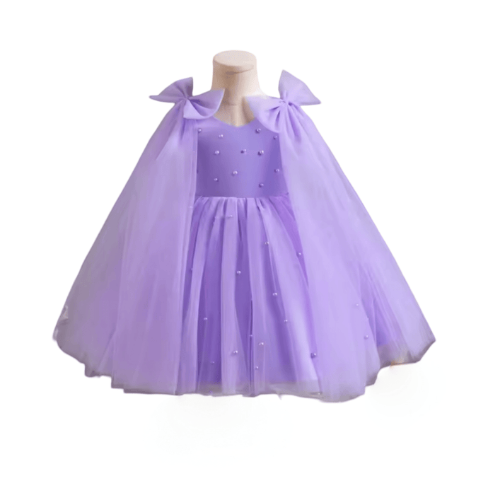 Pearl Princess Luxe Little Girls Tulle Dress - lilac - Fox Baby & Co