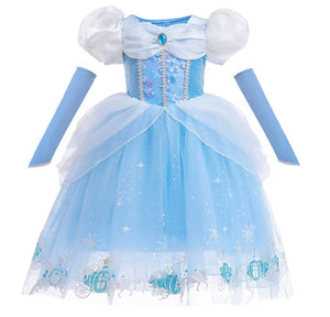Enchanted Snow Princess Birthday Party Dress Costume with fingerless gloves (Pre order) - Fox Baby & Co