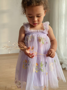 Arabella Garden Floral Tulle Birthday Dress - lilac - Fox Baby & Co