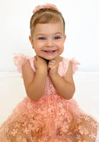 Load image into Gallery viewer, Peachy Flora Cake Smash Tutu Frill Romper with headband - Fox Baby &amp; Co
