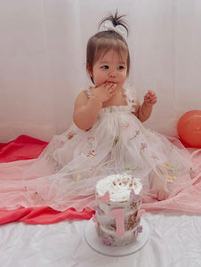 Arabella Garden Floral Tulle Birthday Dress - White (pre order) - Fox Baby & Co