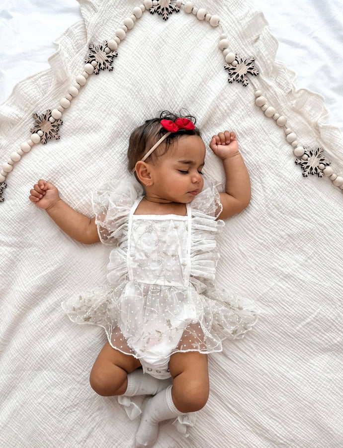 White Christmas Sparkle Frill Romper - Fox Baby & Co