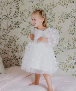 Madelyn Flower Girl Butterfly Luxe Little Girls Tulle Dress - White - Fox Baby & Co