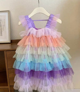 Lolita Rainbow Frill Tulle Dress - Fox Baby & Co