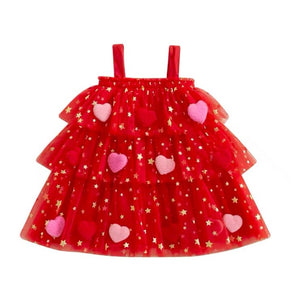 Baby Girl My Valentine Heart Tulle Dress - Red (pre order) - Fox Baby & Co