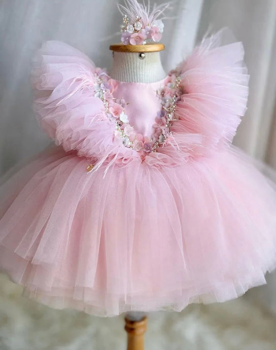Cora Butterfly Luxe Little Girls Tulle Dress - Pink (pre order) - Fox Baby & Co