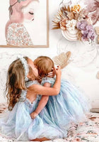 Load image into Gallery viewer, 1st Birthday Kids little girls Arabella Tulle Fairy Birthday Dress - Blue - Fox Baby &amp; Co
