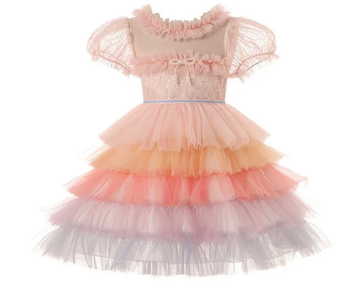 Kid little girl Pastel Rainbow Ombré Princess Tulle Dress (Pre order) - Fox Baby & Co