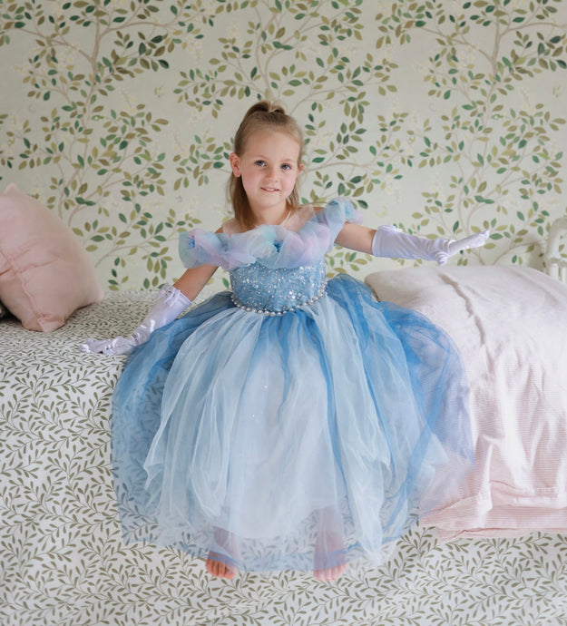 Blue Whimsical Princess Luxe Party Dress (pre order) - Fox Baby & Co