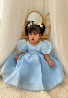 Load image into Gallery viewer, Kids little girls Bonnie Puff Sleeve Dress - Blue (pre order) - Fox Baby &amp; Co
