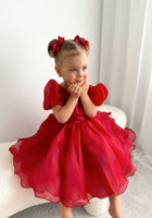 Load image into Gallery viewer, Kids little girls Red Christmas Luxe Dress (pre order) - Fox Baby &amp; Co
