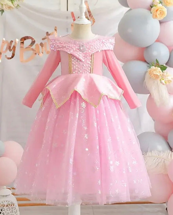 Enchanted Pink Princess Birthday Long Sleeve Party Dress Costume - Fox Baby & Co
