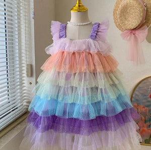 Lolita Rainbow Frill Tulle Dress - Fox Baby & Co