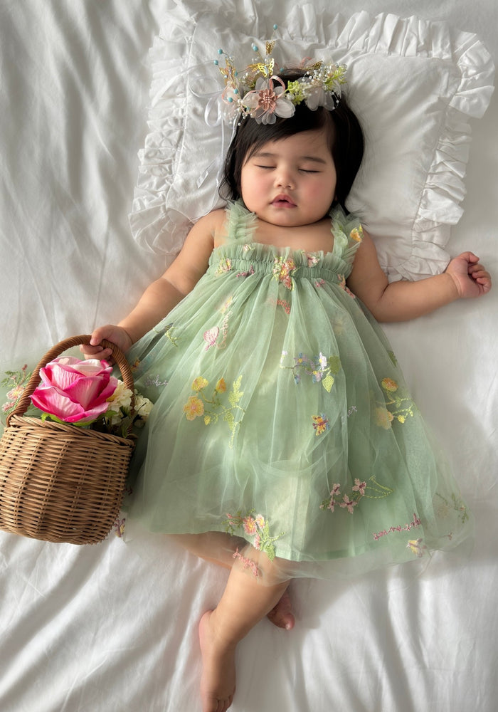 Baby girl sage green dress hotsell