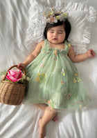 Load image into Gallery viewer, Arabella Garden Floral Tulle Birthday Dress - Sage Green - Fox Baby &amp; Co
