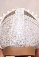 Load image into Gallery viewer, New Big Bow Silver Pearl Princess Birthday Girl Mary Jane Shoe (pre order) - Fox Baby &amp; Co
