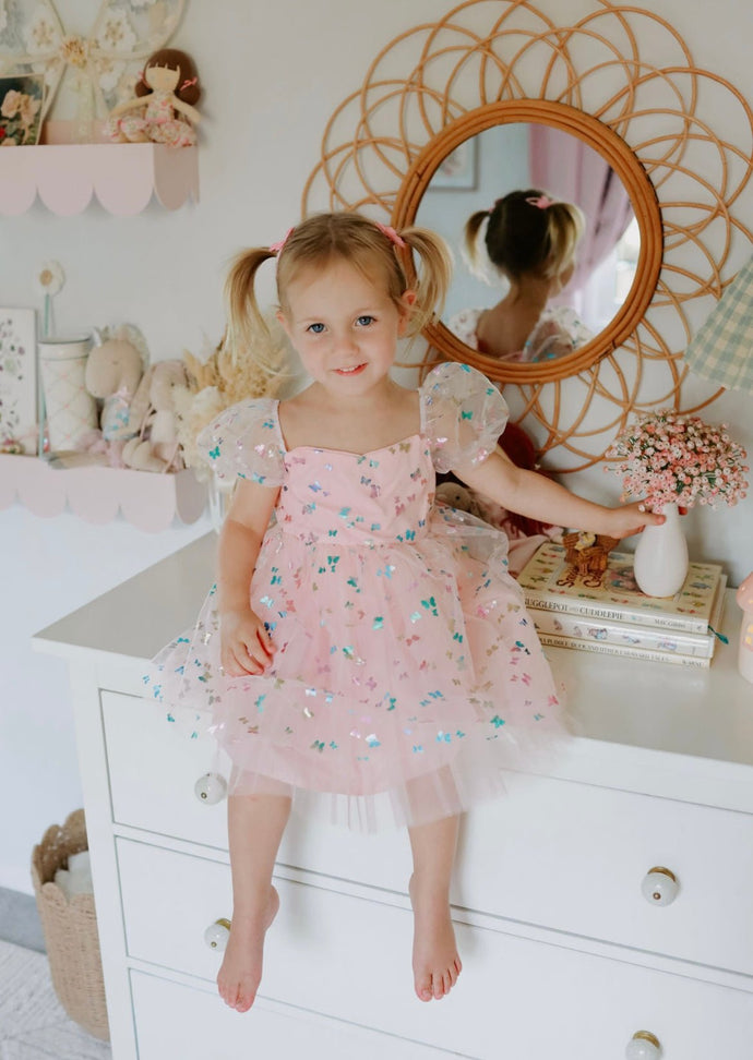 Kids girls Butterfly Shimmer Tulle Dress - Fox Baby & Co